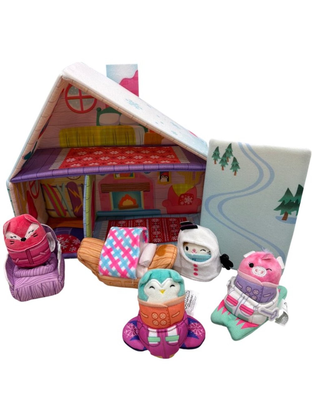 Squishville Mini Plush Winter Chalet Playset With Accessories & 5 Characters